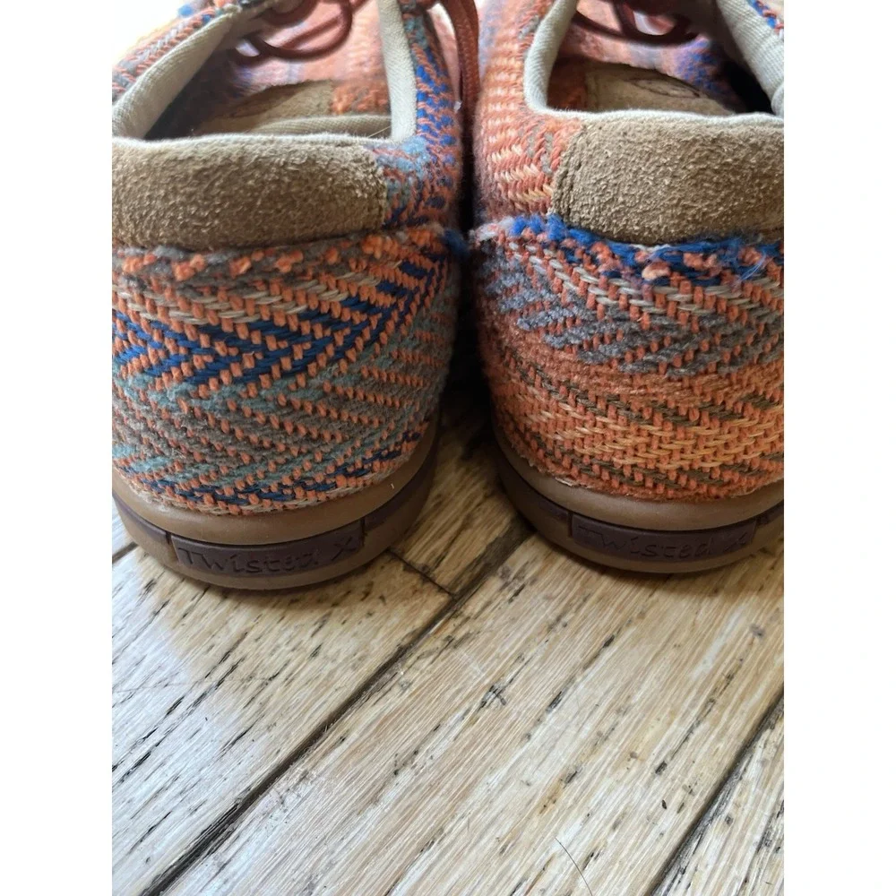 Twisted X Boots Moccasins Boho Patchwork Hippie Orange Shoes Slip‎ Ons Sz 7